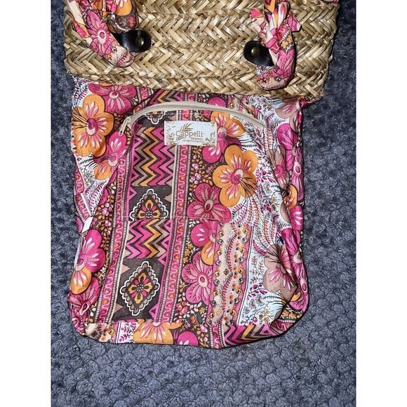 CAPPELLI Straworld Rattan and Multicolor Tiered Ruffles Double Top Handles Bag - Picture 14 of 16